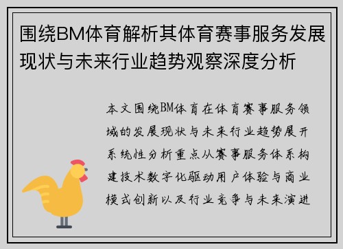 围绕BM体育解析其体育赛事服务发展现状与未来行业趋势观察深度分析