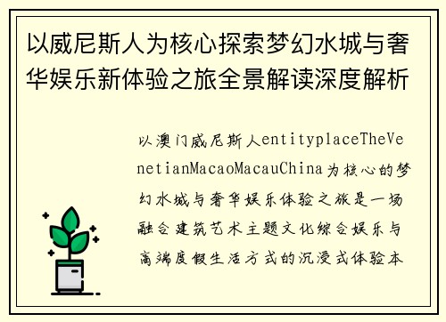 以威尼斯人为核心探索梦幻水城与奢华娱乐新体验之旅全景解读深度解析